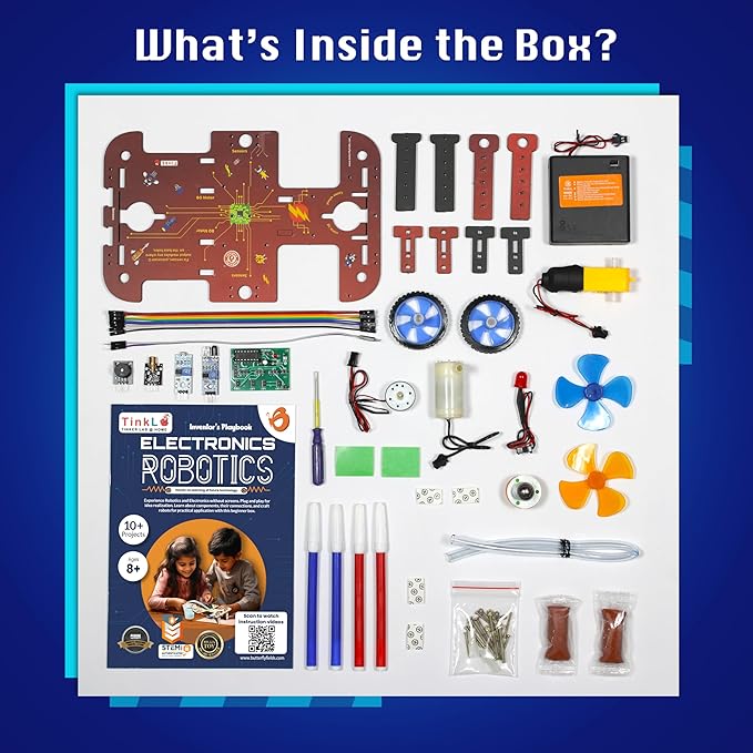 Butterfly EduFields 10-in-1 STEM Robotics Kit for Kids Ages 8-14 | Electronics & Engineering Science Kit with Circuit Board Projects | Educational Robot Building Kit-CubbioJoy