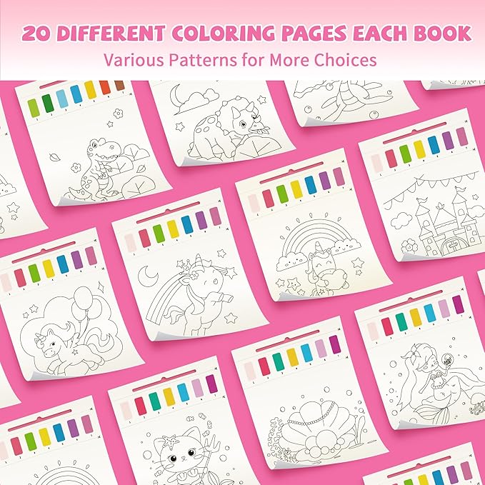 3PCS Paint With Water Books for Kids 20 Page Each,Unicorn Mermaid & Dinosaur Watercolor Paint Book Set for Kid,Toddlers Color Coloring Painting Drawing Set,Mess Free Toys Gifts for Kid Age 3 4 5 6 7 8-CubbioJoy