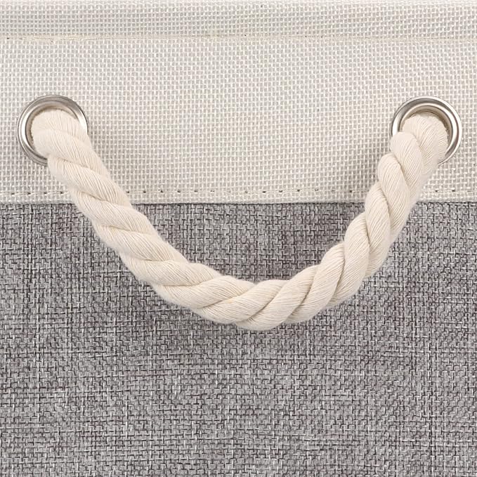 Bidtakay Storage Baskets for Organizing Large Storage Bins for Shelves 2 Pack 16x12 in Fabric Baskets for Blanket Nursery Toy Storage Collapsible Organizer Bins Closet Organizers Storage-Grey&White-CubbioJoy