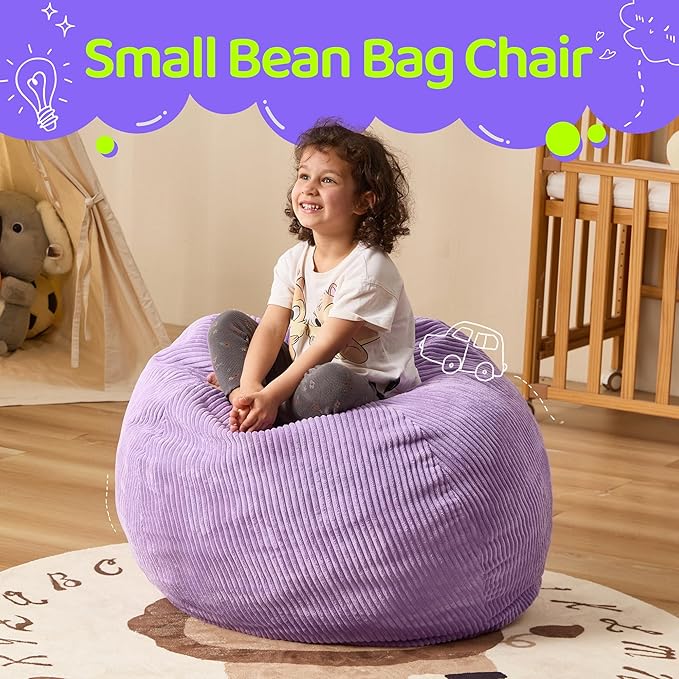 Bean Bag Chairs Teardrop Bean Bag Chair Beanbag Chair with Memory Foam Filled Machine Washable Cover for Living Room, Bedroom (Small,Purple)-CubbioJoy