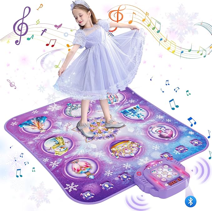 Dance Mat for 3-12 Year Old Girls, Frozen Dance Pad with Wireless Bluetooth, Purple Electronic Music Princess Toys Birthday for Kids and Toddlers Ages 3 4 5 6 7 8 9 10 +-CubbioJoy