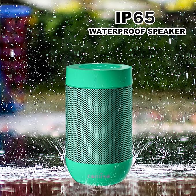 comiso Bluetooth Speaker with IP65 Waterproof,5.3 Bluetooth,TWS Pairing,Support TF Card,Portable Wireless Speaker for iPhone Samsung and More-Green-CubbioJoy