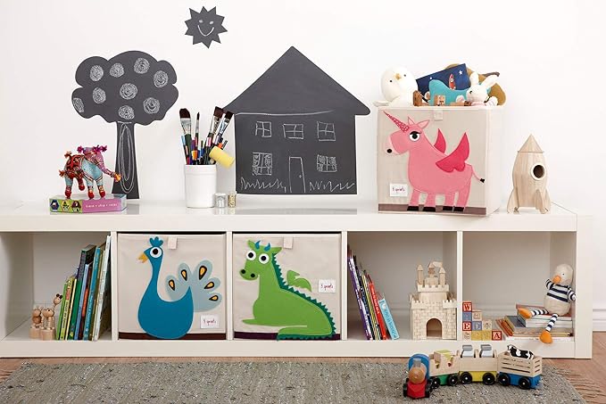 3 Sprouts Toy Storage Organizer: Toy Box Cube Organizer for Playroom, Nursery - Foldable Storage Bin - Unicorn-CubbioJoy