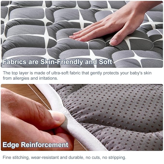 Baby Play Mat - 65" X 50",Premium Thicker Foam One-Piece Crawling Mat, Machine Washable, Extra Large Anti-Slip Activity Playmat for Babies, Toddlers & Infants-CubbioJoy