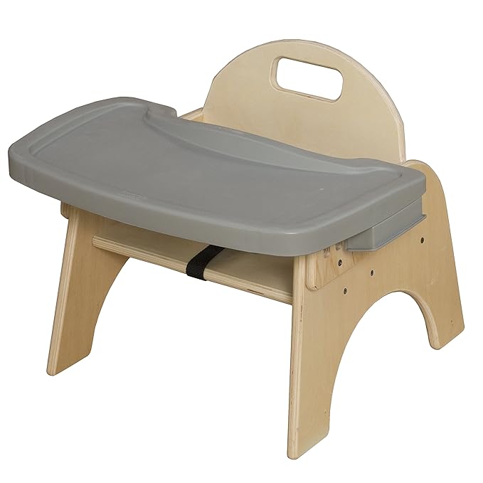 9”H Montessori Wooden Feeding Chair with Safety Harness for Toddlers to Teens, Kids Dining-CubbioJoy