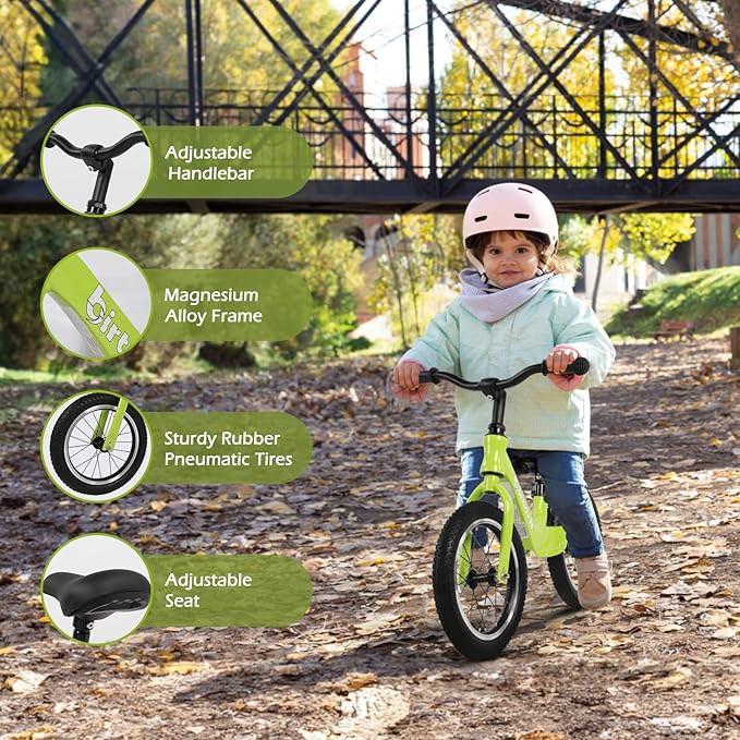 14" Kids Balance Bike for 3,4,5,6 Year Old Boys and Girls, Air Tires with Magnesium Alloy Frame, Lightweight No Pedal Toddler Training Bicycle-CubbioJoy