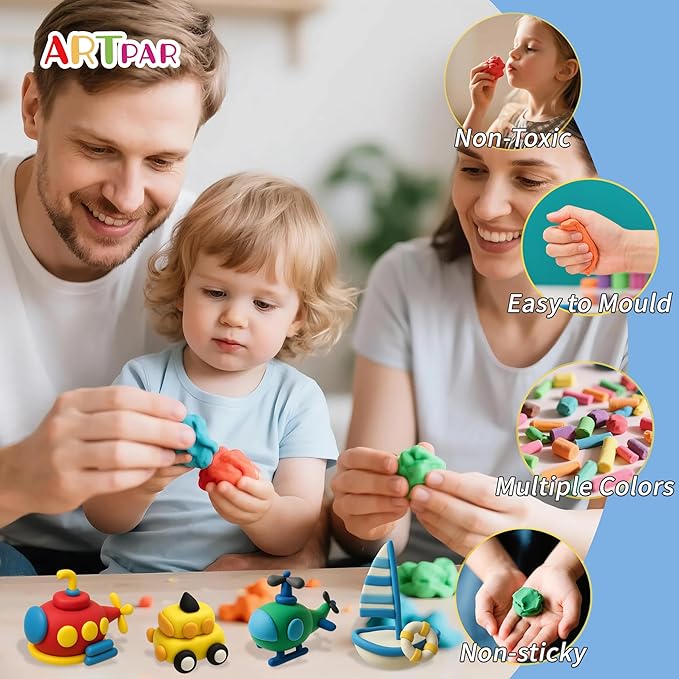 A‌RTPAR Air Dry Clay 156 Colors,Modeling Magic Clay for Kids Bulk Kit, Soft & Non Sticky,Non-Toxic Art and Crafts Supplies for Classroom Projects, Creative Toys Family Party Games for Boys & Girls-CubbioJoy
