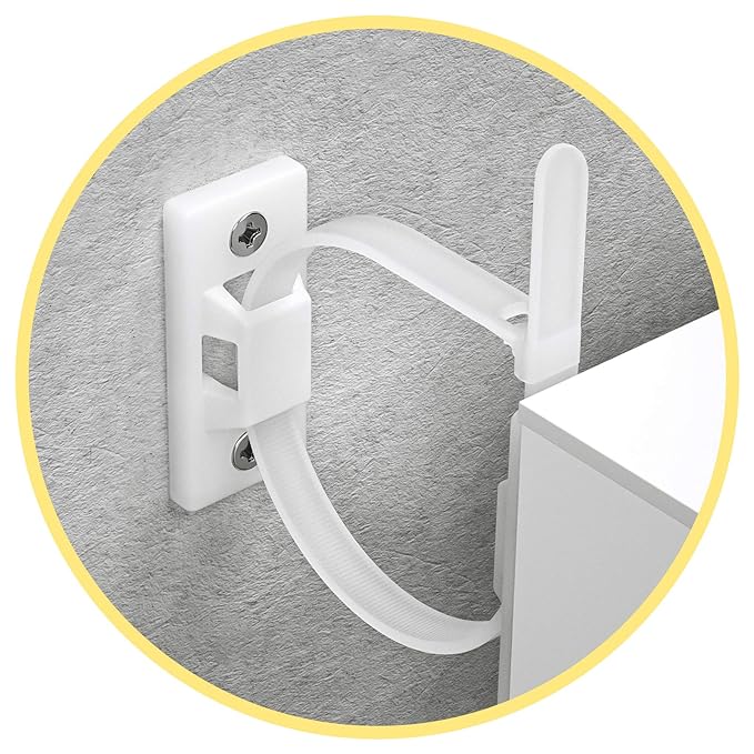 4our Kiddies Furniture Straps (6 Pack) Baby Proofing Anti Tip Furniture Anchors Kit, Cabinet Wall Anchors Protect Toddlers from Falling Furniture, Adjustable Child Safety Straps Earthquake Resistant-CubbioJoy