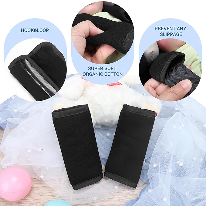 COOLBEBE Upgraded Babybody Support & Strap Covers Set for Newborn Infant Toddler - Extra Soft Breathable Car Seat Insert Cushion Pad, Perfect for Carseats, Strollers, Swing, Black-CubbioJoy