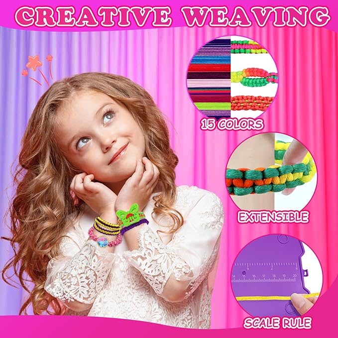 civan Friendship Bracelet Making Kit - Crafts for Kid Girls Toys Ages 8-13, String Bracelet Maker Tool with Beads - Kids Jewelry-Making Kit Christmas Birthday Gift for Girls 6 7 8 9 10 11 12 13-CubbioJoy