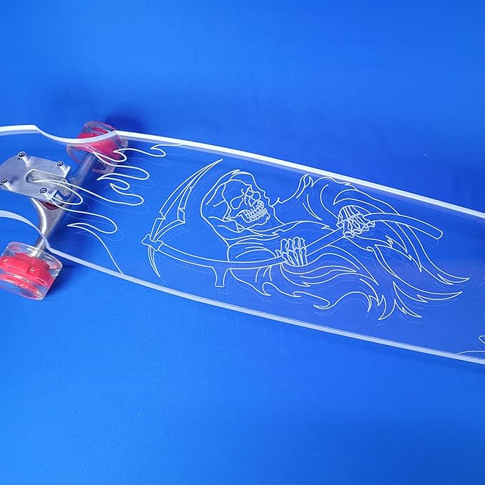 Clear Longboard Skateboard - Transparent Acrylic Long Boards with Light-Up LED Wheels for Smooth Rides - Ride The Streets in Style with Longboard Built for Beginners & Pros Alike-CubbioJoy