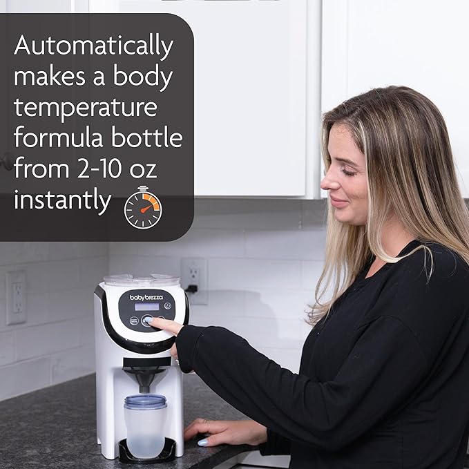 Baby Brezza Formula Pro Mini Baby Formula Mixer Machine Fits Small Spaces and is Portable for Travel– Bottle Makers Makes The Perfect Bottle for Your Infant On The Go, White-CubbioJoy