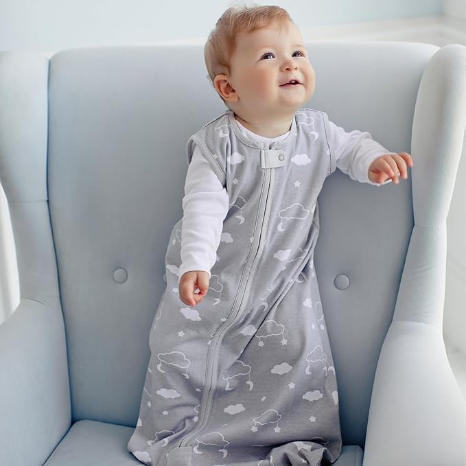 Baby Sleep Sack 1.0 TOG, Organic Cotton Baby Wearable Blanket with Two-Way Zipper, Swaddle Transition Baby Sleeping Bag, All-Season Sleep Sack for Newborn Infant Toddler Boy Girl, 12-18 Months, 1-Pack-CubbioJoy