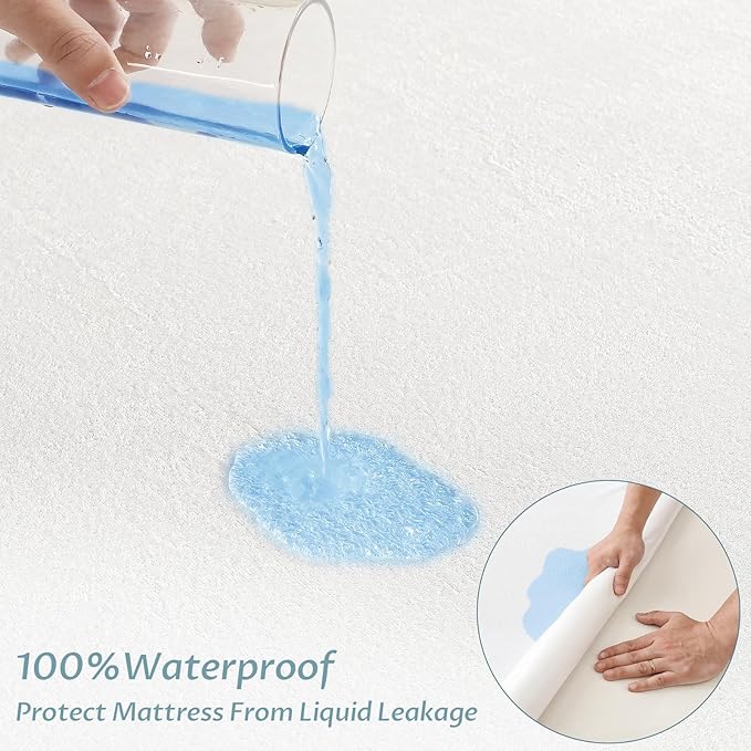 California King Size Waterproof Mattress Protector Fitted Terry Mattress Pad Cover with Deep Pocket Up to 18''-CubbioJoy