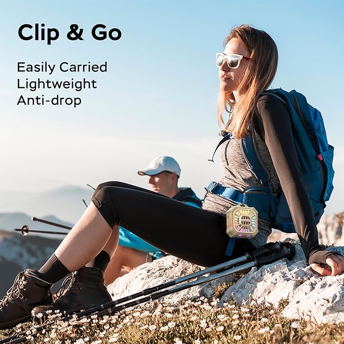 INSMY Shower Bluetooth Speaker, IP67 Waterproof Portable Small Multi Sync 100+ Speakers, Big Volume Booming Bass, 24H Playtime/Floatable/RGB Lights for Outdoor/Kayak/Beach/Golf (Khaki)-CubbioJoy