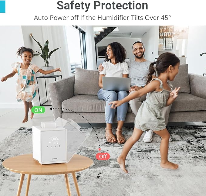 3L Stainless Steel Warm Mist Humidifier with Easy Clean and Warm Steam Function, Healthy Air Mist Humidifiers for Bedroom Living Room, with Sleep Mode and Auto-off Setting-CubbioJoy