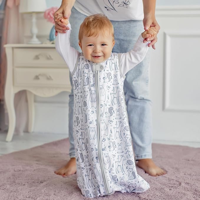 Baby Sleep Sack 1.0 TOG, Organic Cotton Baby Wearable Blanket with Two-Way Zipper, Swaddle Transition Baby Sleeping Bag, All-Season Sleep Sack for Newborn Infant Toddler Boy Girl, 24-48 Months, 1-Pack-CubbioJoy