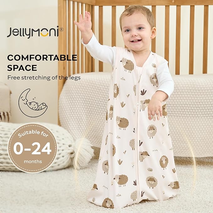 JELLYMONI Baby Sleep Sack 6-12 Months, 100% Cotton 3 Pack 0.5 TOG Baby Wearable Blanket Infant Sleep Sack with 2-Way Zipper Newborn Sleep Sacks-CubbioJoy