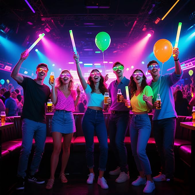 40 PCs LED Glasses,Light Up Glasses,Glow Glasses Glow In The Dark Party Supplies Suitable For Kids/Adults, 3 Light up Modes, 5 Neon Colors Rave Party,Wedding, Birthday, Concert, New Year, Carnival-CubbioJoy