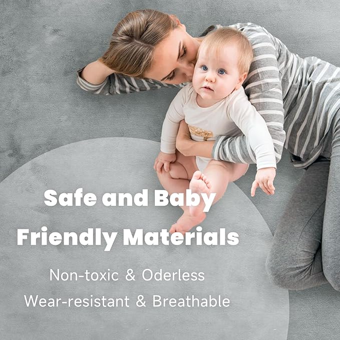 ACOMOPACK Baby Play Mat for Floor 1.3" Thick Memory Foam 50x50 Soft Velvet Playpen Mat for Kids,Infants,Toddlers,Tummy Time Crawling Mats with Non-Slip Bottom,Yoga,Tatami,Nursery Rug（Light Grey）-CubbioJoy
