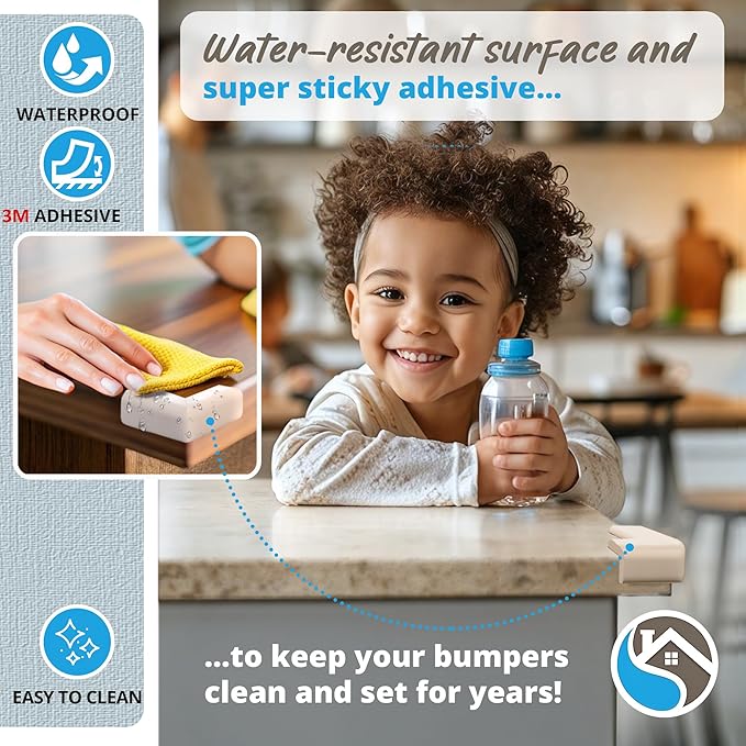 8-Pack Baby Proofing Corner Protectors, Furniture Corner and Edge Safety Bumpers, Soft Rubber Foam Cushion Covers, 3M Taped Corner Protector, Baby Child Proofing Pads, Table Protector, White-CubbioJoy