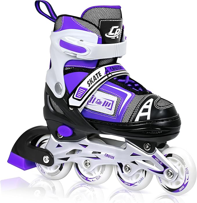 Adjustable Inline Skates for Kids, Teens, and Adults – ABEC-7 Bearings, PU Wheels, Comfortable Fit, for Indoor and Outdoor Skating-CubbioJoy