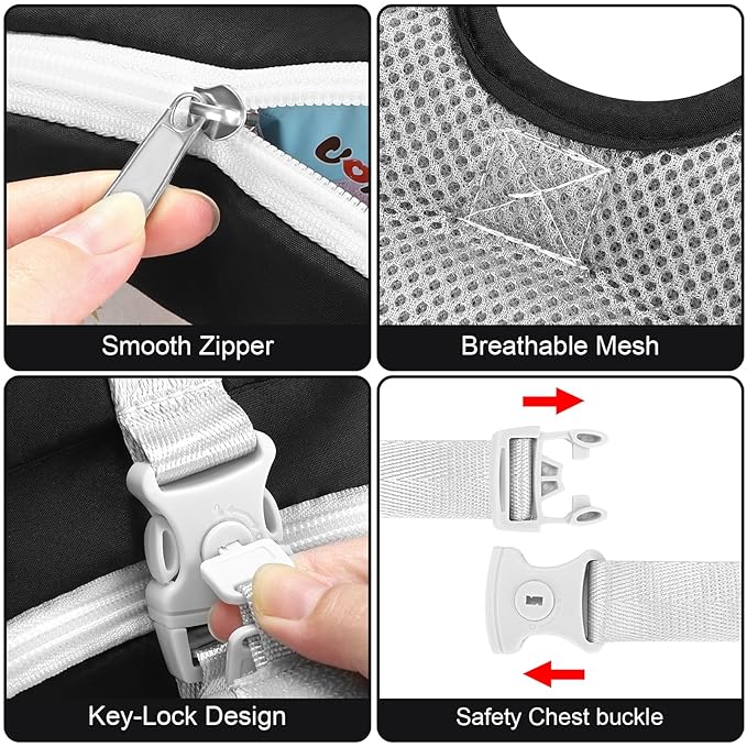 Accmor Toddler Harness Leash, Cute Excavator Child Walking Harness Tether Wristband Assistant Strap Belt Protector for Baby Boys, Collapsible Kids Leash + Anti Lost Wrist Link for Outdoor Travel Black-CubbioJoy