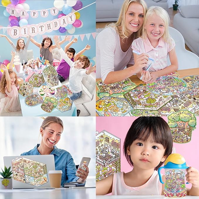 DIY 3D Sticker Scene，8 Sets Pack（500+）, Reusable Sticker Book, Cute Sets for Free Combination, Cute Waterproof for Anywhere, Crafts Party Favors Birthday Gift-CubbioJoy