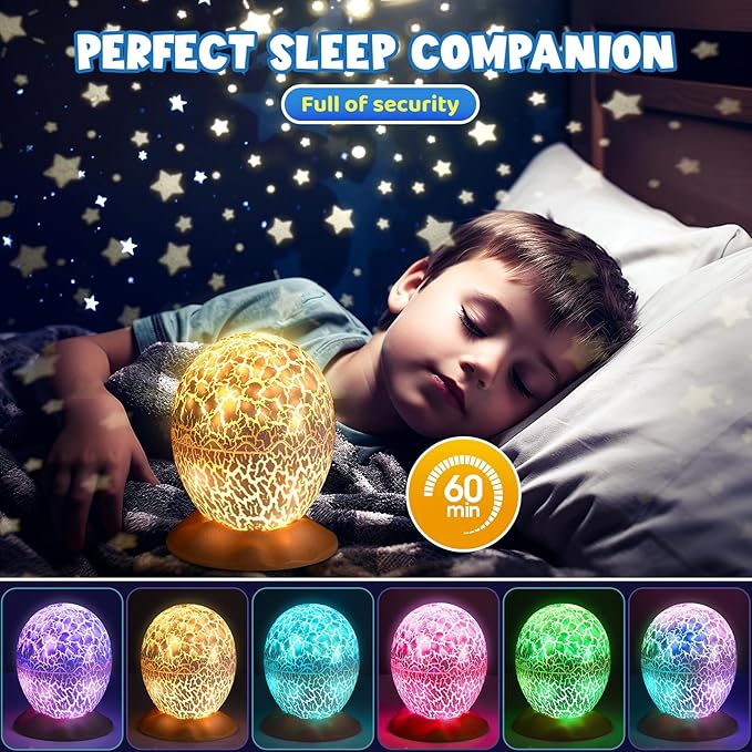 Dinosaur Toys for Kids Age 3-12: Wired Dinosaurs Egg Night Light Gifts for Boys 4 5 6 7 8 9 Year Old 2-in-1 Dino & Star Projector with 360° Rotation Timer for Boy Ages 3-5 Birthday Easter Gifts Decor-CubbioJoy