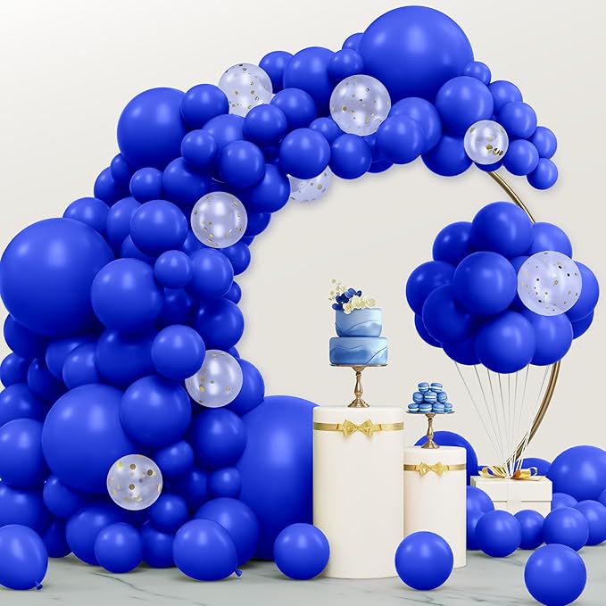 JOYIN 150 Pcs Royal Blue Balloons, Different Sizes 18 12 10 5 Inch Royal Blue Latex Balloon Arch Kit with Instruction for Birthday Party Graduation Wedding Holiday Decoration-CubbioJoy