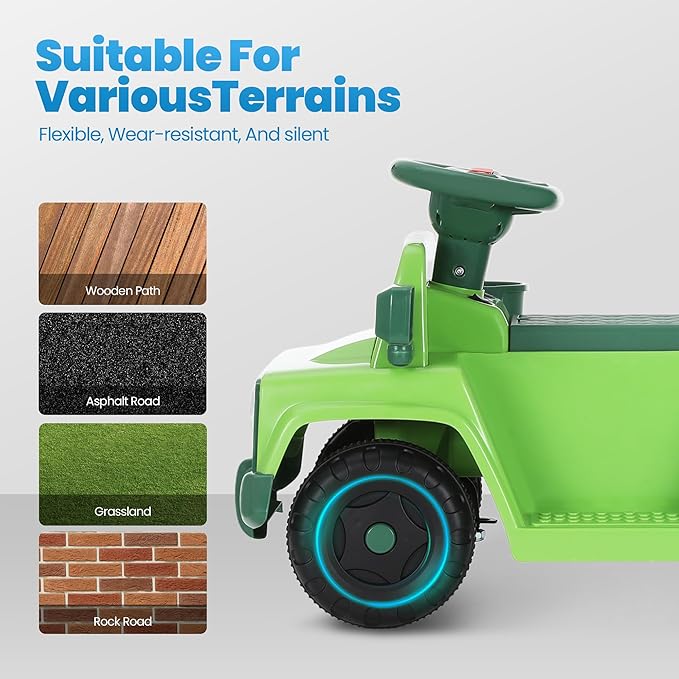 6V Toddler Ride On Car Interactive Electric Car with Horn LED Front Light Rear Storage Ocean Theme Perfect for Boys & Girls 18+ Months Safe & Fun for Little Explorers(Green Ocean)-CubbioJoy