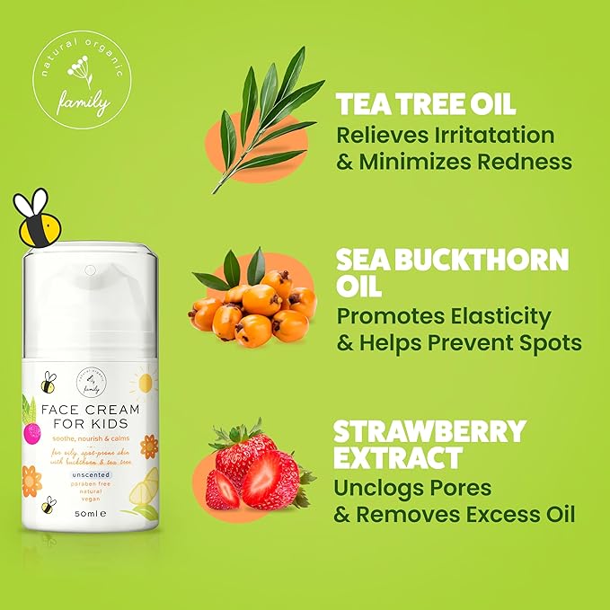 Award-Winning Kids Face Cream - Gentle & Calming Moisturizer with Natural Ingredients for Sensitive & All Skin Types - Fragrance-Free-CubbioJoy