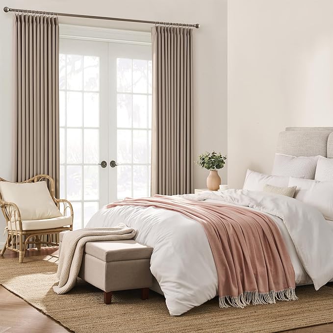 KEQIAOSUOCAI Pinch Pleated Curtains 144 Inch Long 12 FT Tall Curtains for Living Room Bedroom Thermal Memory Trained Pleated Viral Window Drapes with Hooks(Khaki,40W x 144L x 2 Panels)-CubbioJoy