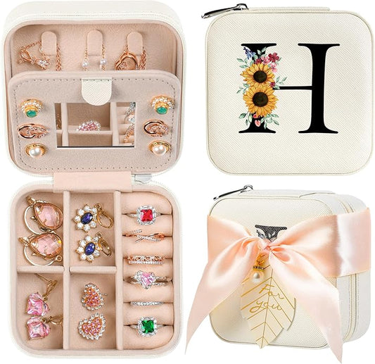 AYGXU Travel Jewelry Box for Women and Girls - Small Case With Initial A-Z - Teacher Gifts-CubbioJoy