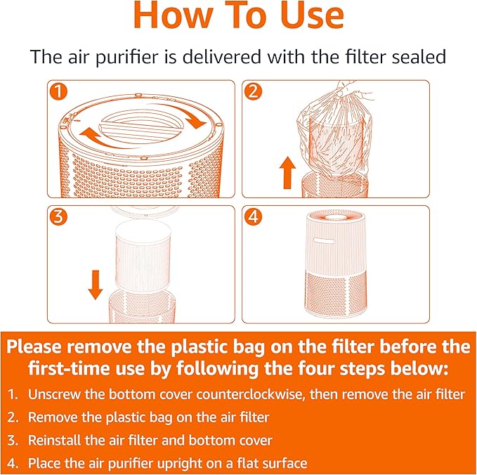 Amazon Basics Air Purifier for Home and Office, With 3-Stage Filtration, HEPA Filter With Activated Carbon, 3 Speeds, Timer, Sleep Mode (32db), Energy Star Certificate, Covers Up to 1067 Sq ft, White-CubbioJoy