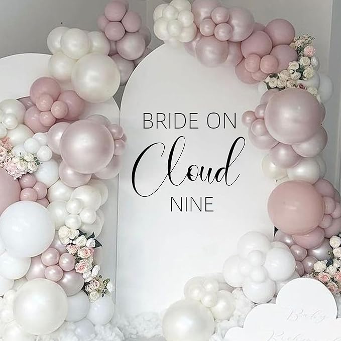 Bride On Cloud Nine Decal - Bride Shower Party Decorations, Wedding Engagement Bride-to-Be Bachelorette Party Supplies, Balloon Arch Background Wall Decor Cloud Sign Decal(Cloud Nine Decal)-CubbioJoy