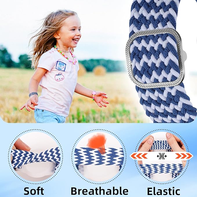 Bracelet for Kids Compatible with AirTag, Nylon Stretch Braided Air Tag Wristband, Protective Case for Airtag GPS Tracker Holder, Adjustable Elastic Watch Band for Toddler Child Elder (Rainbow)-CubbioJoy