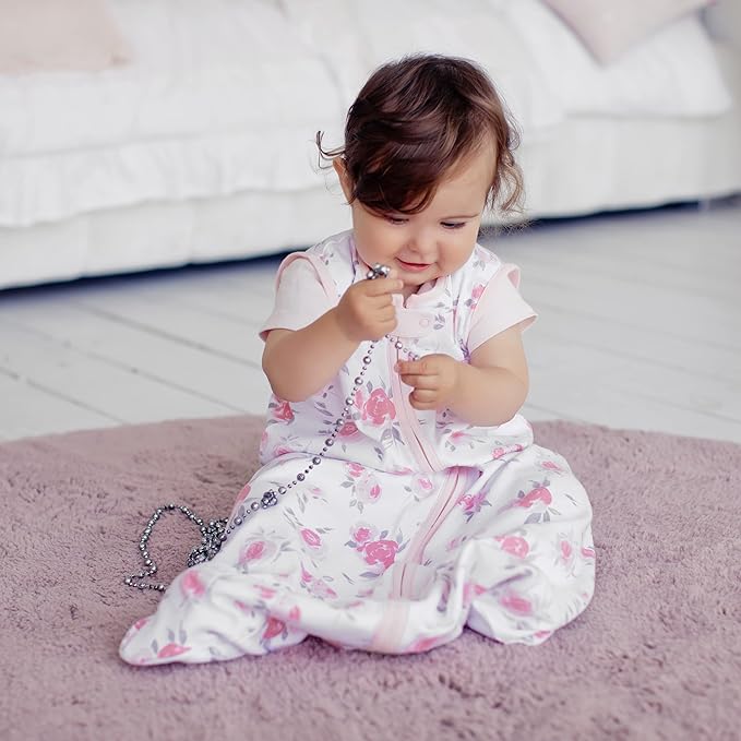 Baby Sleep Sack 1.0 TOG, Organic Cotton Baby Wearable Blanket with Two-Way Zipper, Swaddle Transition Baby Sleeping Bag, All-Season Sleep Sack for Newborn Infant Toddler Boy Girl, 0-6 Months, 1-Pack-CubbioJoy