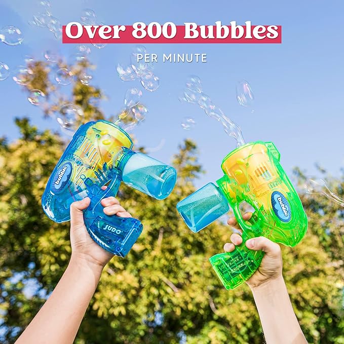 JOYIN 2 Bubble Guns Blaster Kit with 2 Solution for Kids, Automatic Bubble Maker Blower Machine for Party Favors, Birthday, Outdoor & Indoor Activity, Summer Toy-CubbioJoy