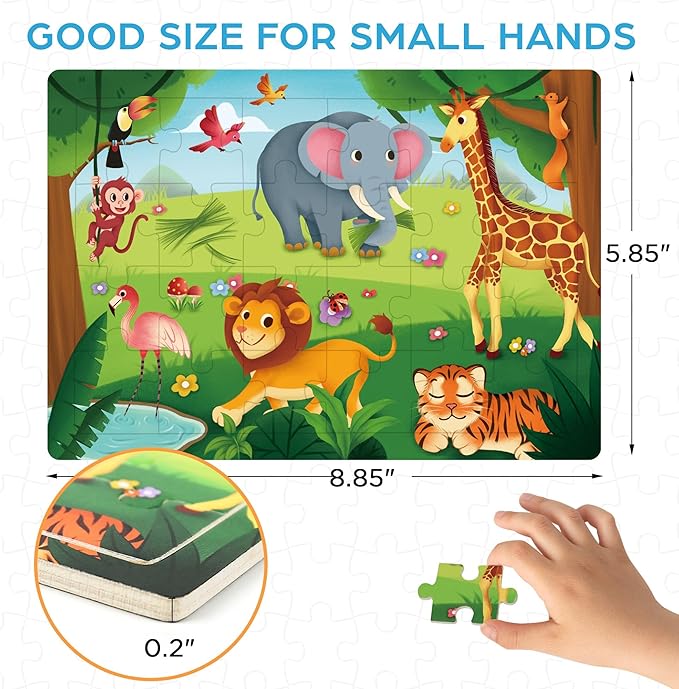 BenBen Puzzles for Kids Ages 4-6, 6 Pack 24 Piece Wooden Jigsaw Puzzles for Toddlers Ages 3-5, Preschool Learning Educational Toys for Boys Girls-CubbioJoy