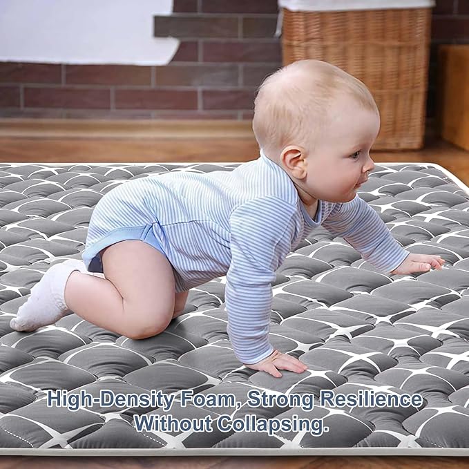 Baby Play Mat - 71" X 59",Premium Thicker Foam One-Piece Crawling Mat, Machine Washable, Extra Large Anti-Slip Activity Playmat for Babies, Toddlers & Infants-CubbioJoy