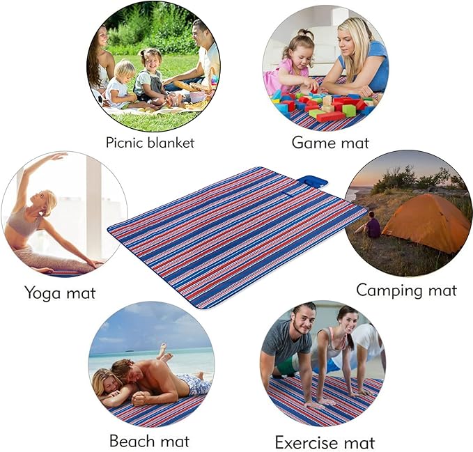 Beach Blanket Picnic Mat Outdoor Picnic Blanket Extra Large Sand Proof Waterproof Portable Beach Chair Mat for Adult Camping Hiking Travel Park Law Grass-CubbioJoy