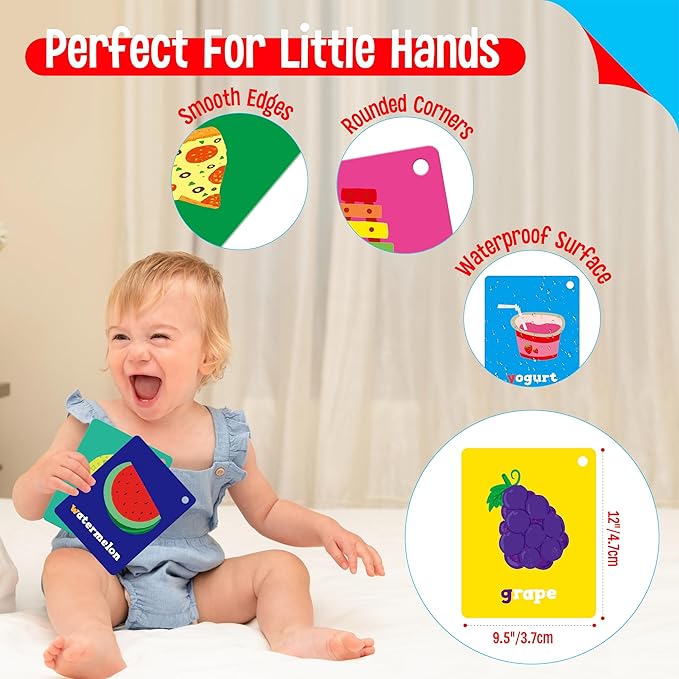 52 PCS Baby Visual Stimulus Cards, Double-Sided High Contrast Black and White, Colorful Alphabet Words Flashcards, Visual Sensory Development Montessori Cards Set for Newborn Baby, Kids, Preschool-CubbioJoy