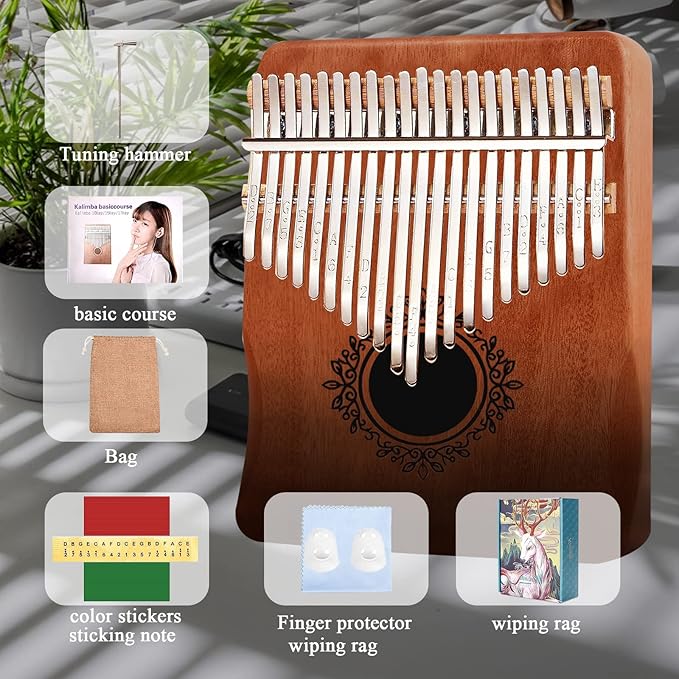 Kalimba 21 Keys Thumb Piano, Easy To Learn Portable Kalimba Thumb Piano With Beautiful Hard Packing Box, Gifts For Kids,Adult,Beginners,Professional-CubbioJoy