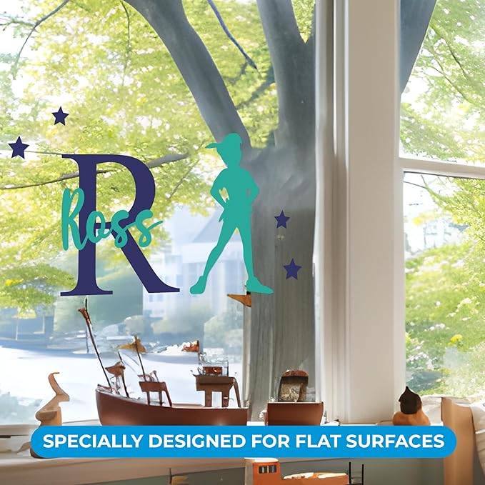 CRYPTONITE Personalized Name & Initial Tinkerbell Vinyl Wall Decals - Baby Girl Bedroom Decor - Fairy & Princess Wall Decals (B. Peter Pan)-CubbioJoy