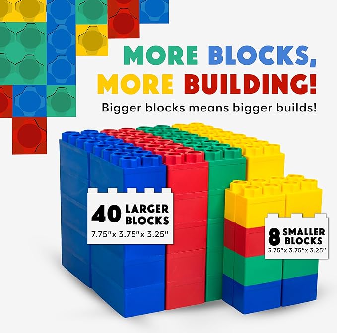 Big Blocks for Kids Ages 4-8 — Indoor & Outdoor Blocks for Kids Games — Large Building Blocks (48 pc) Learner Set-CubbioJoy