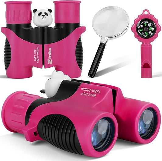 Binoculars for Kids, Toys for 3-12 Year Old Girls and Boys, Bird Watching Hiking 4 5 6 7 8 9 Year Old Girl Boy Christmas Birthday Gifts, Outdoor Toys for Kid Set with Magnifying Glass & Compass-CubbioJoy