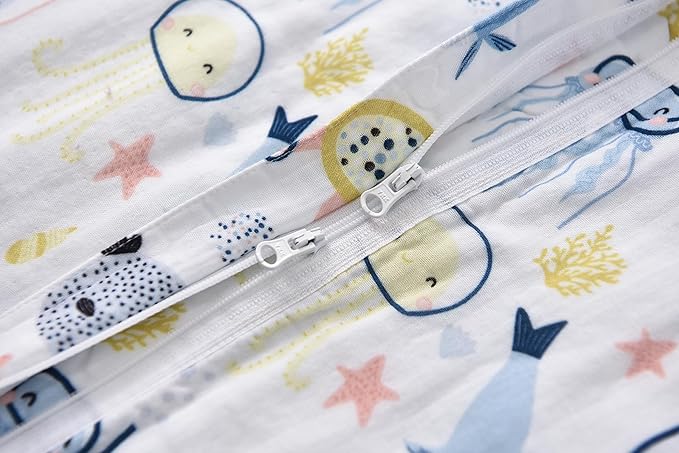 Baby Sleep Sack 1-2 T Baby Wearable Blanket 100% Organic Cotton 0.5 TOG Muslin Toddler Sleeping Sacks 2- Way Zipper Warm 12-24 Months-CubbioJoy
