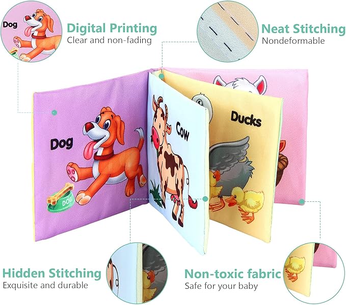 Baby Books, Soft Baby Book,Cloth Baby Books,Baby Books 0-6 Months, Cloth Baby Books,Infant Books,Soft Books for Babies,Best Baby Books, Pack of 6 Books for Baby,Size: 4x4 inch,Soft Baby Book-CubbioJoy