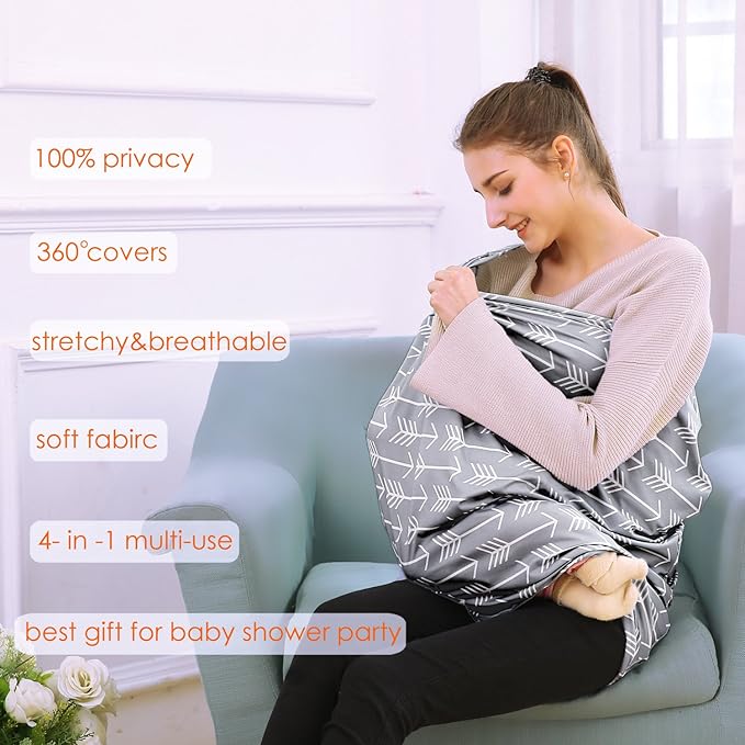 Car Seat Canopy Breastfeeding Cover - Multi Use Baby Stroller and Carseat Cover, Breastfeeding Covers, Boys and Girls Shower Gifts (Classical Arrows)-CubbioJoy
